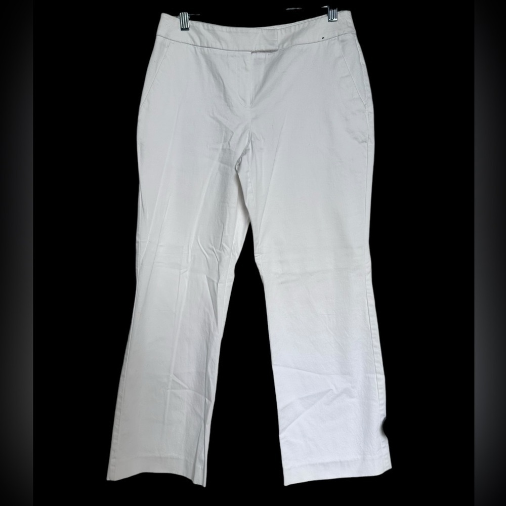 New York & Company Stretch White Cotton Spandex Straight Leg Pants Size 4